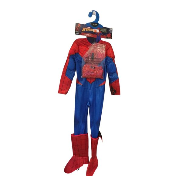 Marvel Spiderman Child Medium 7-8 Jumpsuit Mask Gloves Web Shooter Accent on Cuf - Picture 1 of 3